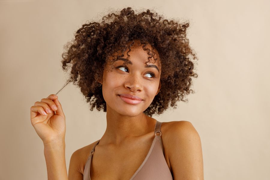 curly haired woman